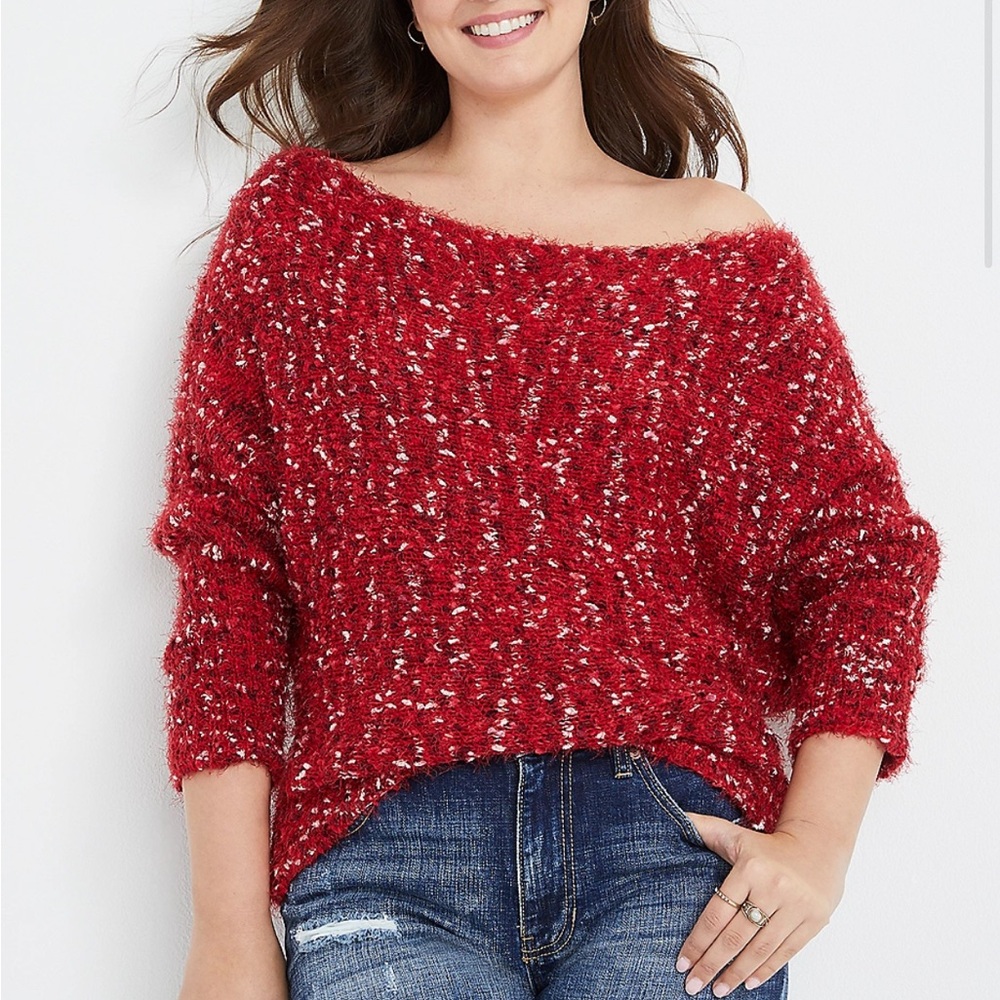 Maurices Red Off-the-Shoulder Sweater